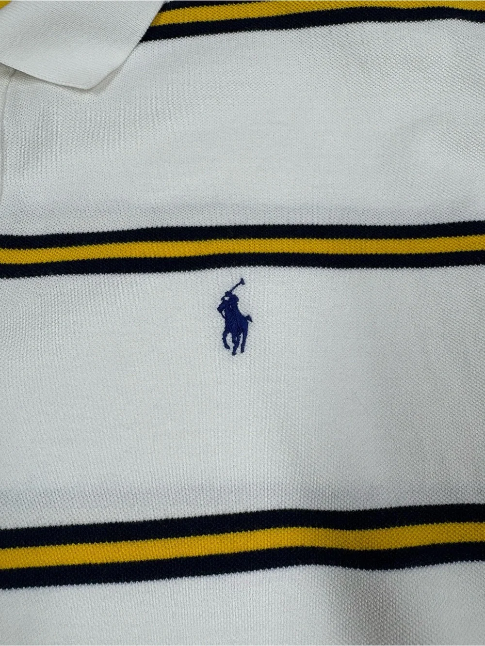 Ralph Lauren Mens Preppy Short Sleeve Polo Shirt Size XL White Striped Hi Lo